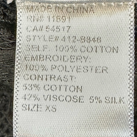 Bailey/44 Black Open Knit Floral Embroidered Top XS Oversized Mesh Goth - Picture 6 of 11